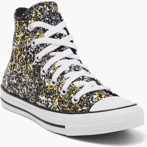 CONVERSE Chuck Taylor ALL-STAR HI Paint Splatter Black/Yellow/White Mens size 5
